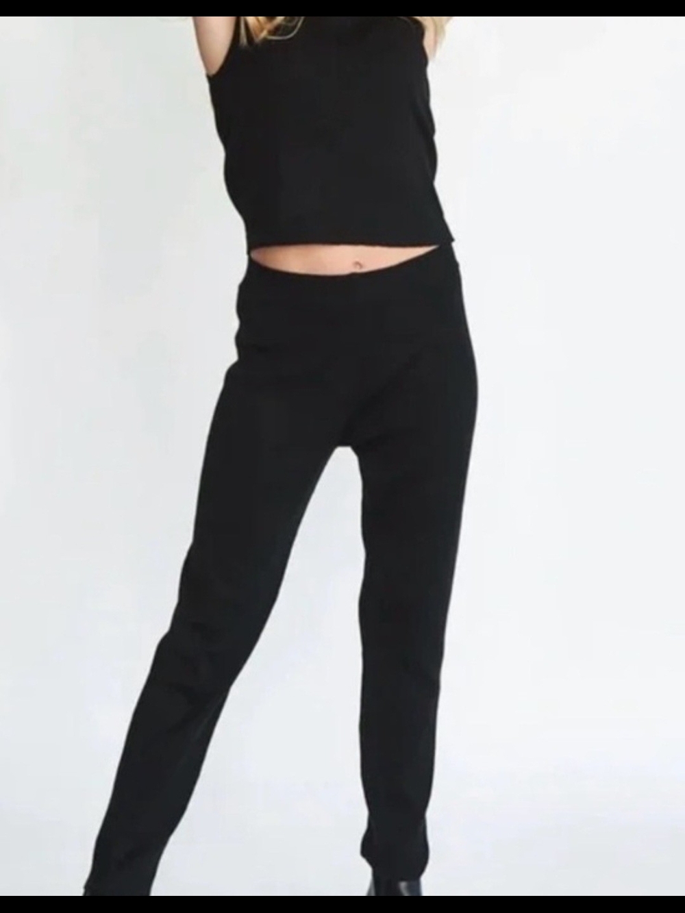 Silk and Salt 3 Piece Travel Set- Pants/Tank Top/ Long Cardigan Black Small - Picture 5 of 7
